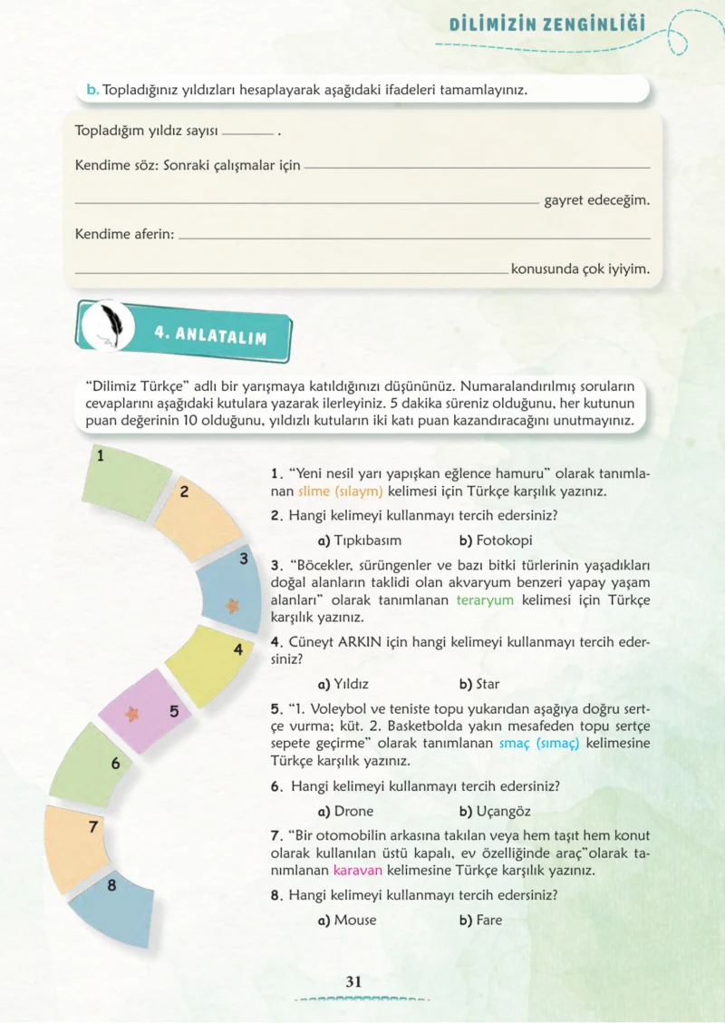 6. Sınıf Türkçe Ders Kitabı Cevapları Meb Yayınları 1. Kitap Sayfa 31