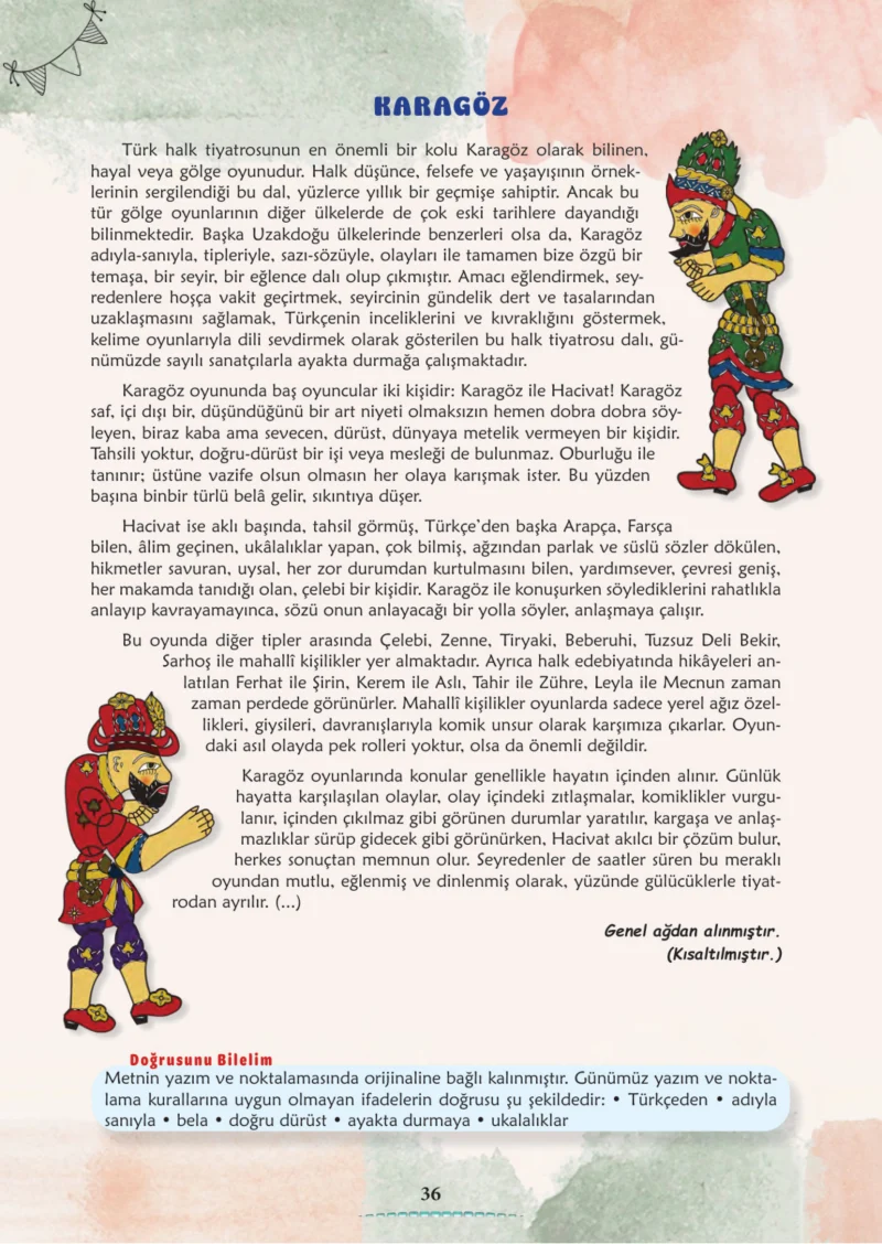 6. Sınıf Türkçe Ders Kitabı Cevapları Meb Yayınları 1. Kitap Sayfa 36