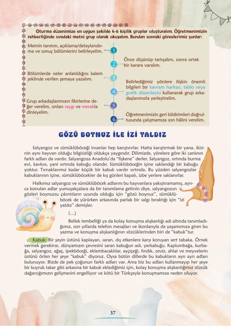 6. Sınıf Türkçe Ders Kitabı Cevapları Meb Yayınları 1. Kitap Sayfa 37