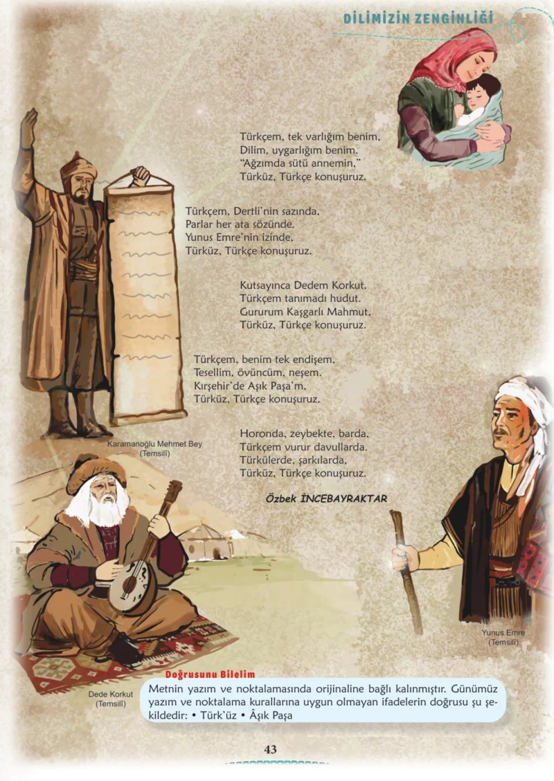 6. Sınıf Türkçe Ders Kitabı Cevapları Meb Yayınları 1. Kitap Sayfa 43