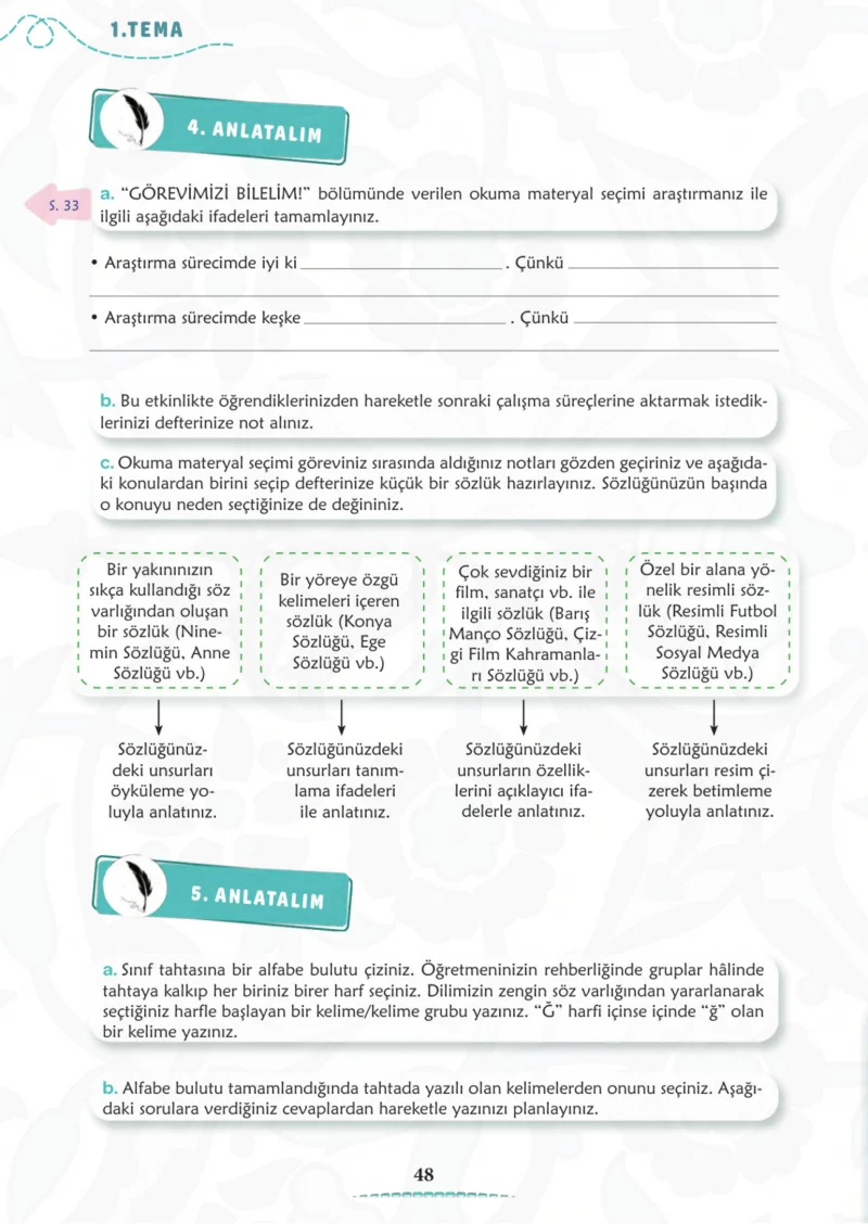 6. Sınıf Türkçe Ders Kitabı Cevapları Meb Yayınları 1. Kitap Sayfa 48