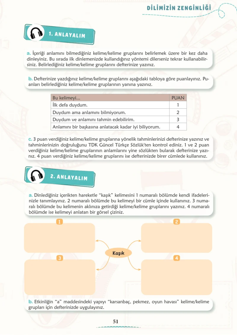 6. Sınıf Türkçe Ders Kitabı Cevapları Meb Yayınları 1. Kitap Sayfa 51