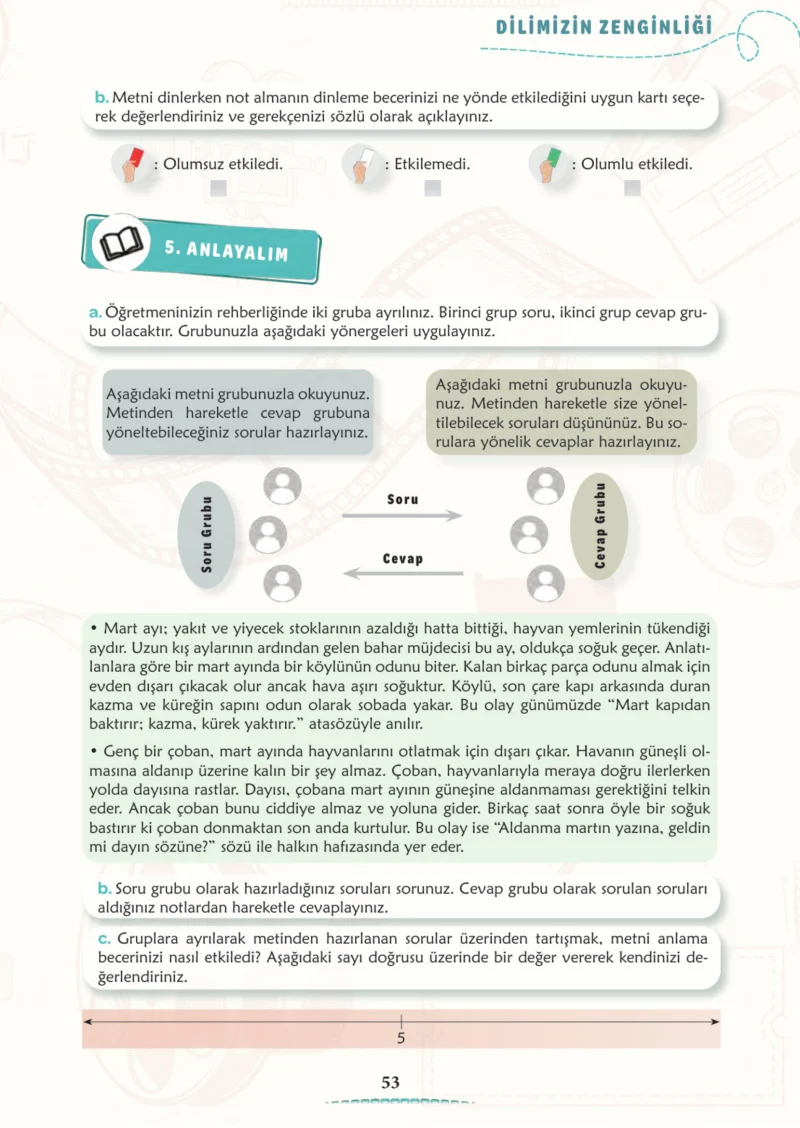 6. Sınıf Türkçe Ders Kitabı Cevapları Meb Yayınları 1. Kitap Sayfa 53