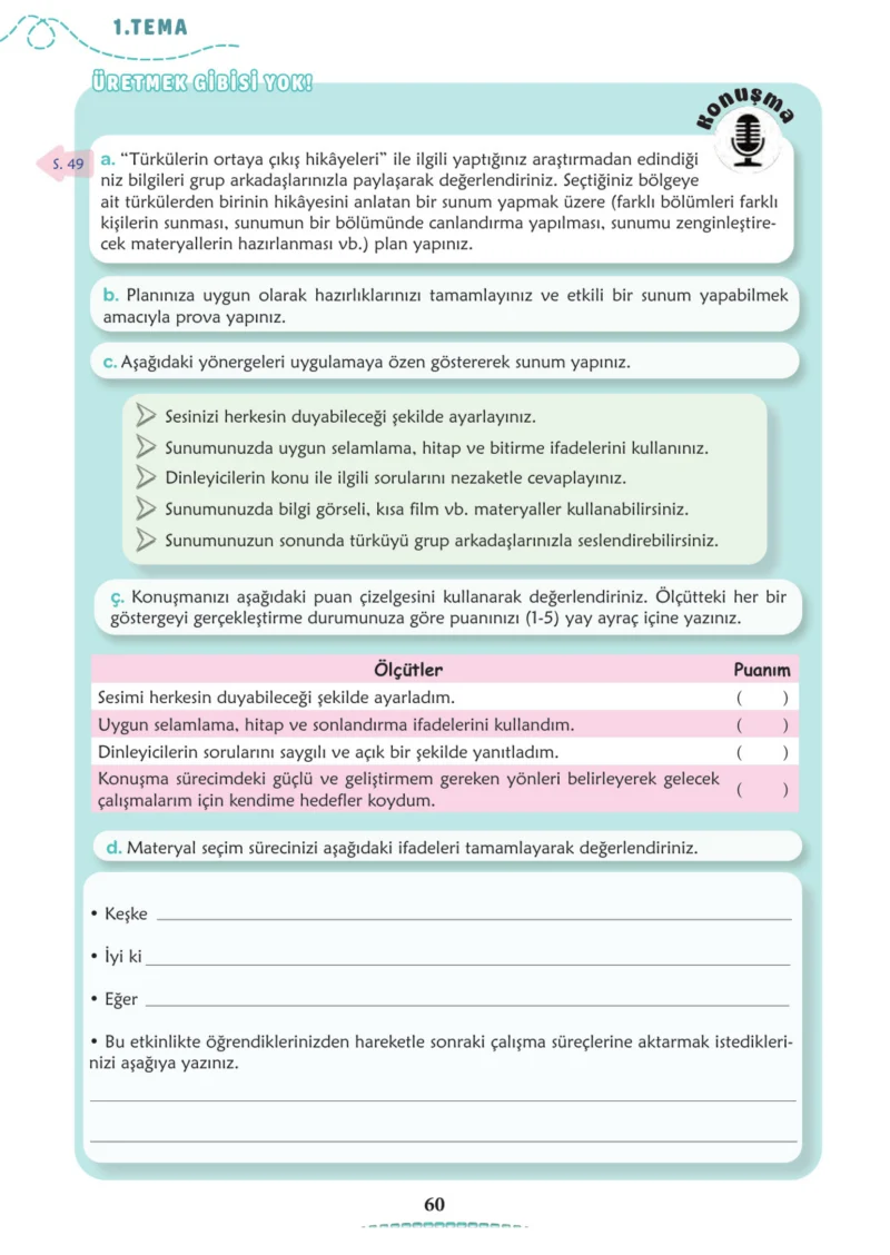 6. Sınıf Türkçe Ders Kitabı Cevapları Meb Yayınları 1. Kitap Sayfa 60