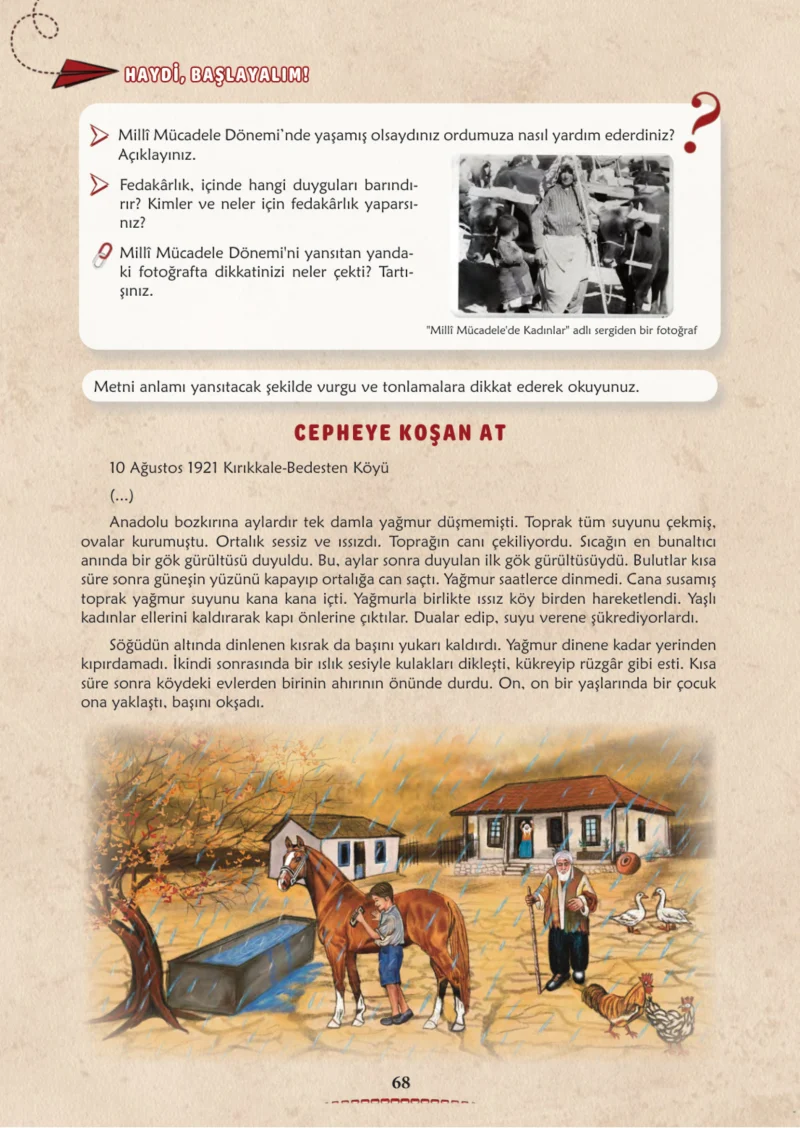 6. Sınıf Türkçe Ders Kitabı Cevapları Meb Yayınları 1. Kitap Sayfa 68