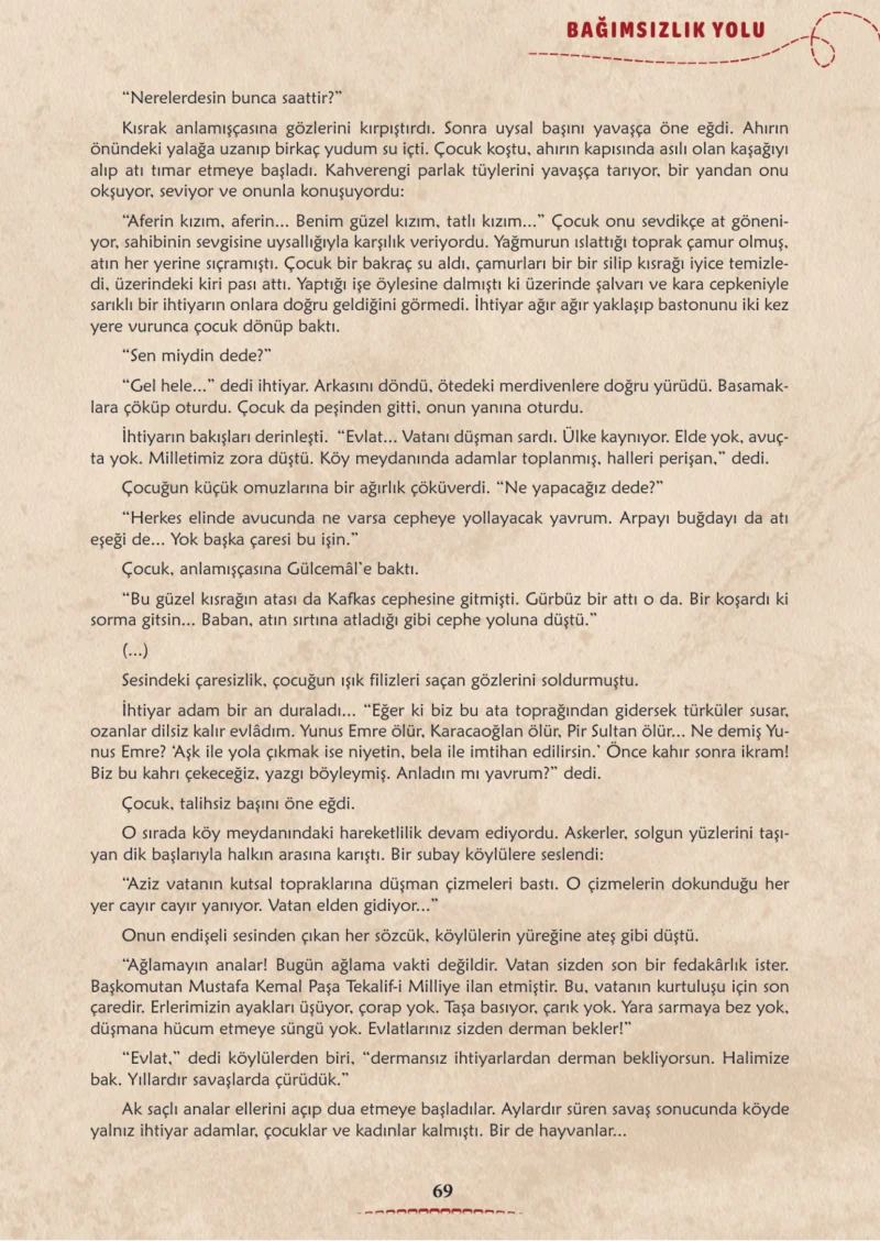 6. Sınıf Türkçe Ders Kitabı Cevapları Meb Yayınları 1. Kitap Sayfa 69