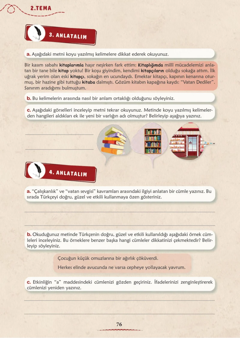 6. Sınıf Türkçe Ders Kitabı Cevapları Meb Yayınları 1. Kitap Sayfa 76