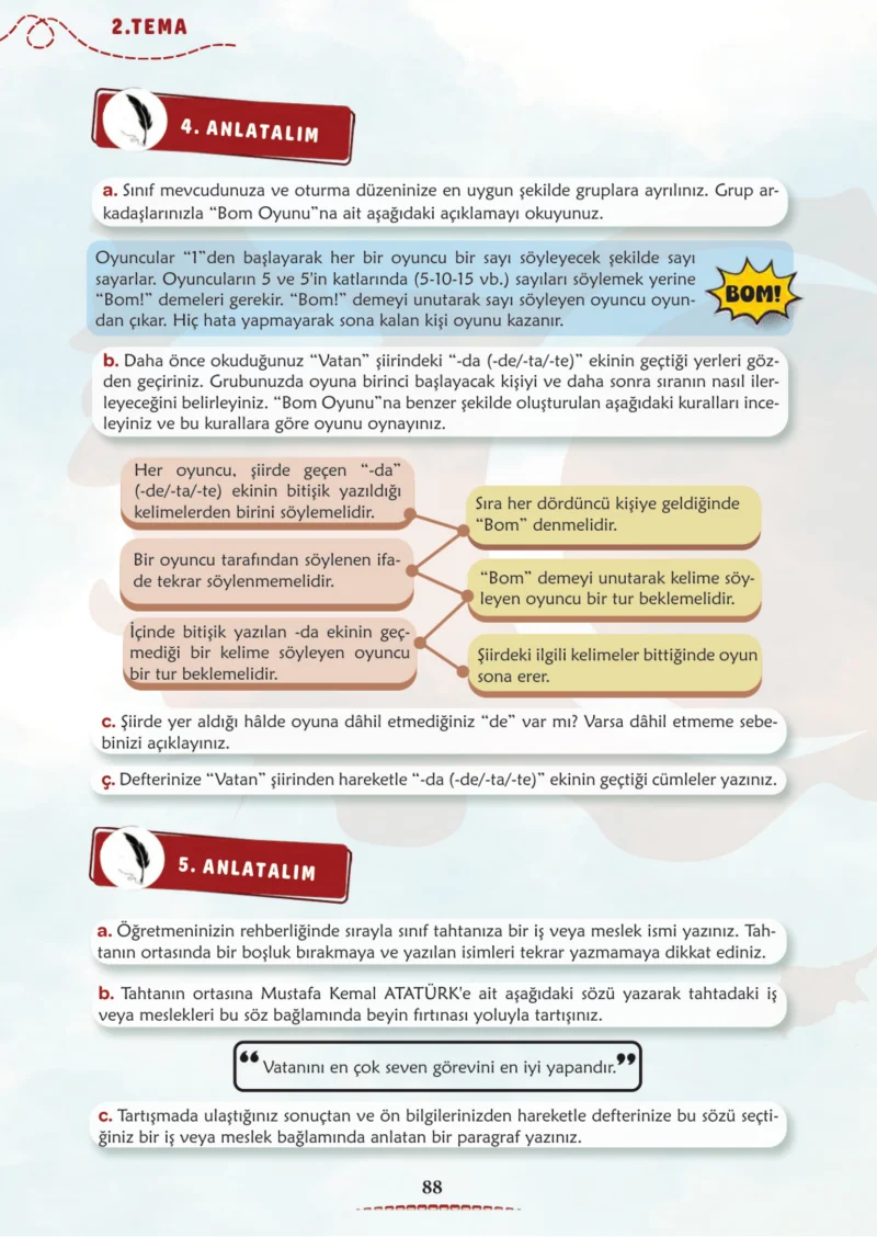 6. Sınıf Türkçe Ders Kitabı Cevapları Meb Yayınları 1. Kitap Sayfa 88