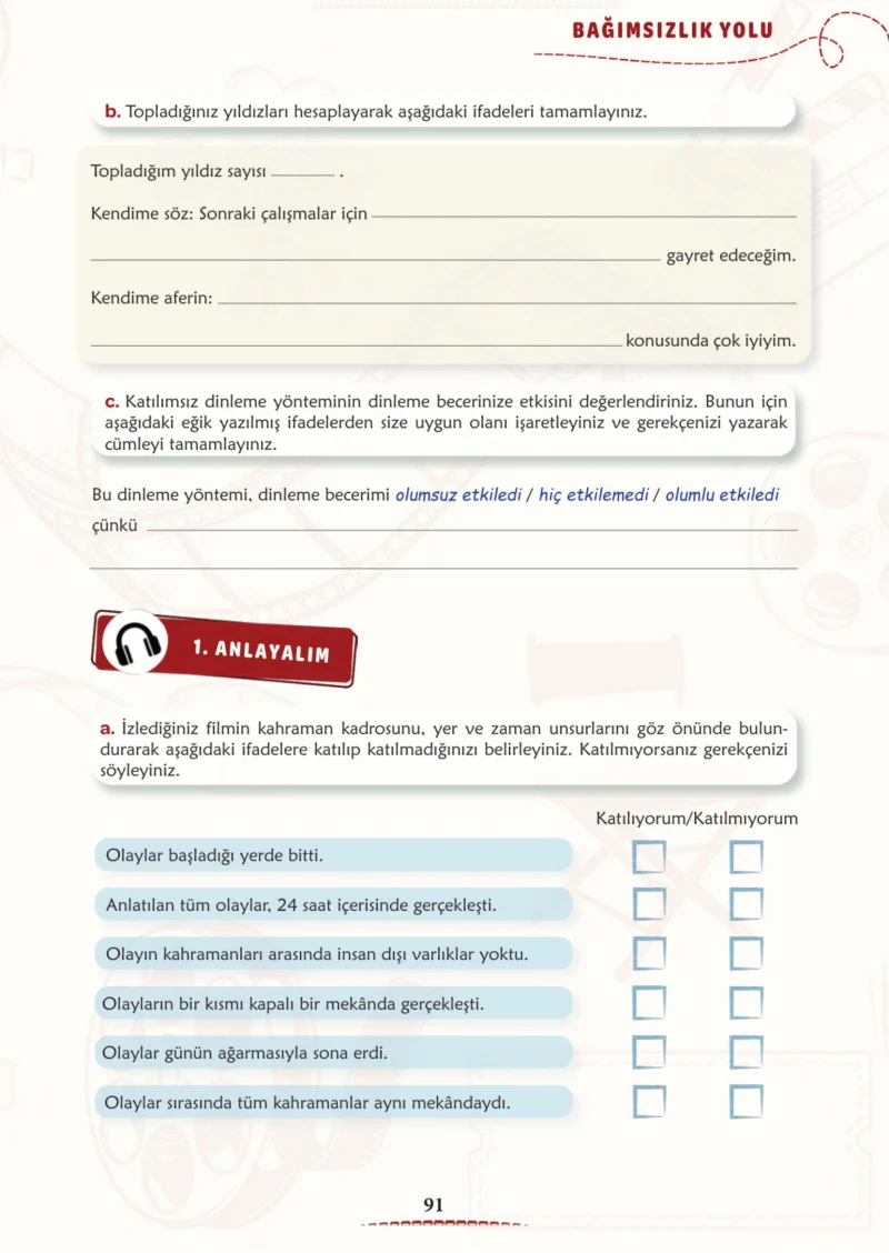 6. Sınıf Türkçe Ders Kitabı Cevapları Meb Yayınları 1. Kitap Sayfa 91