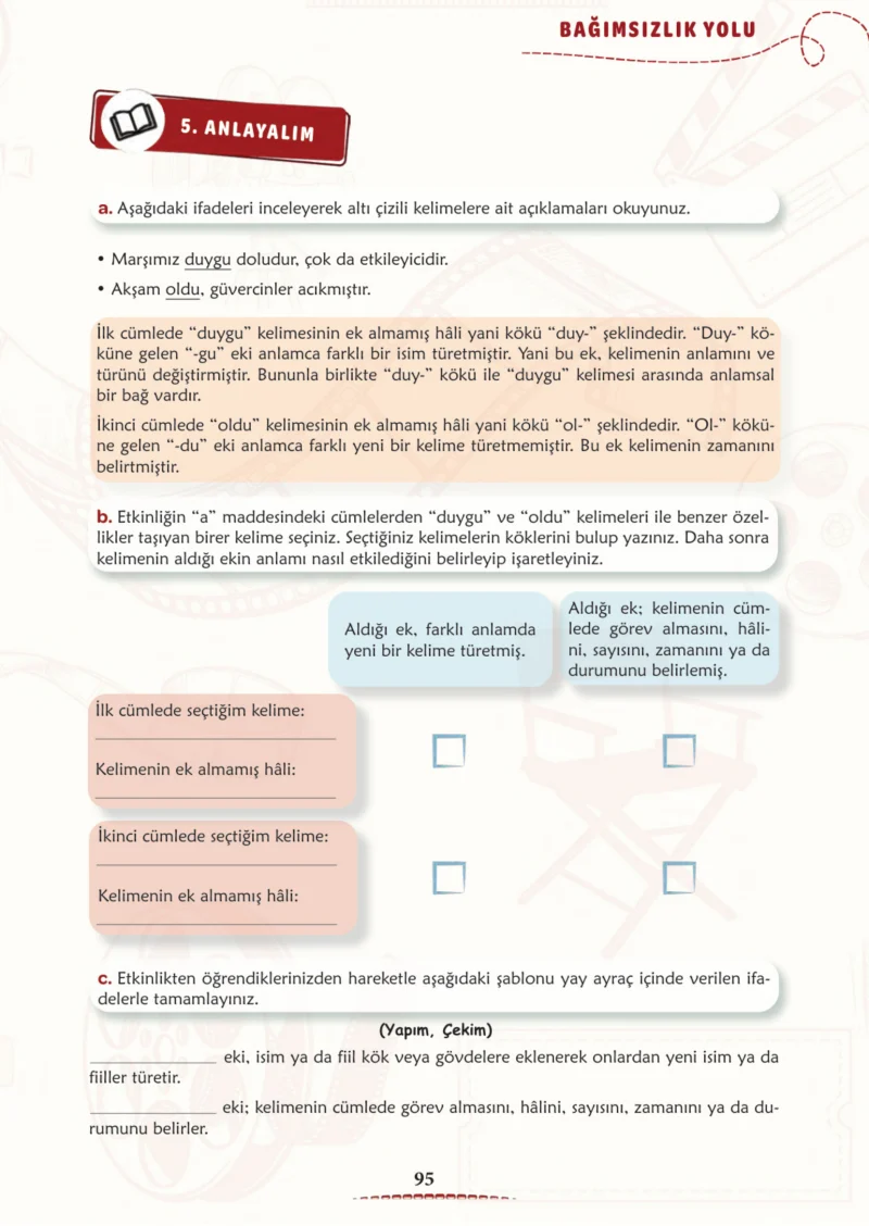 6. Sınıf Türkçe Ders Kitabı Cevapları Meb Yayınları 1. Kitap Sayfa 95
