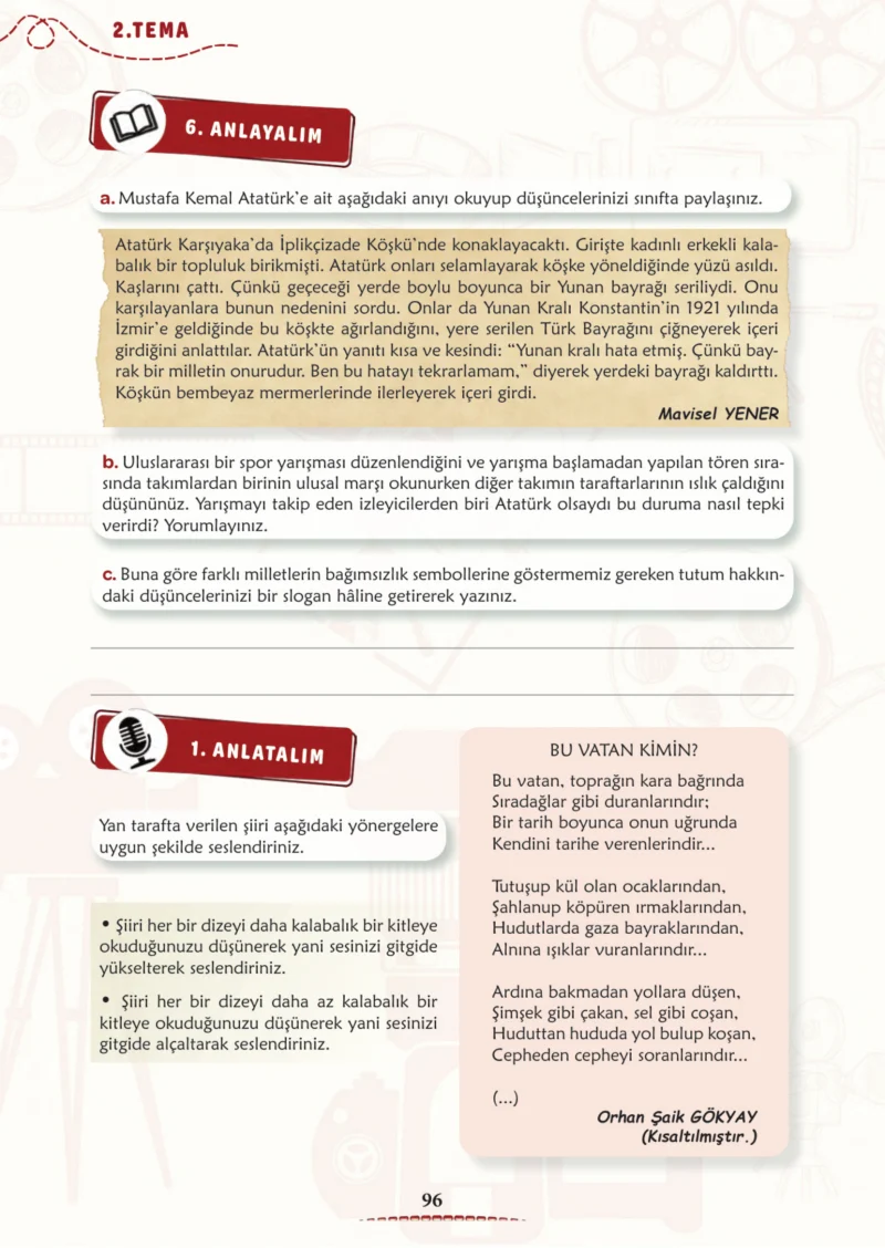 6. Sınıf Türkçe Ders Kitabı Cevapları Meb Yayınları 1. Kitap Sayfa 96