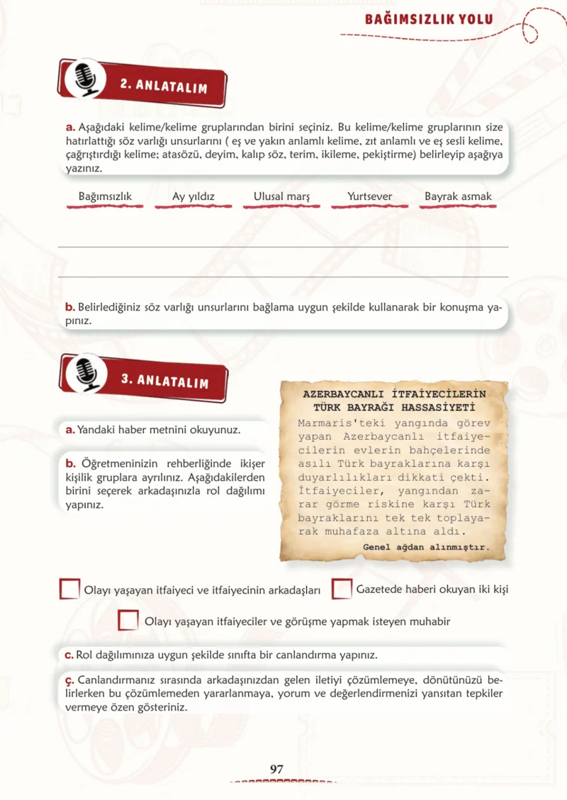 6. Sınıf Türkçe Ders Kitabı Cevapları Meb Yayınları 1. Kitap Sayfa 97