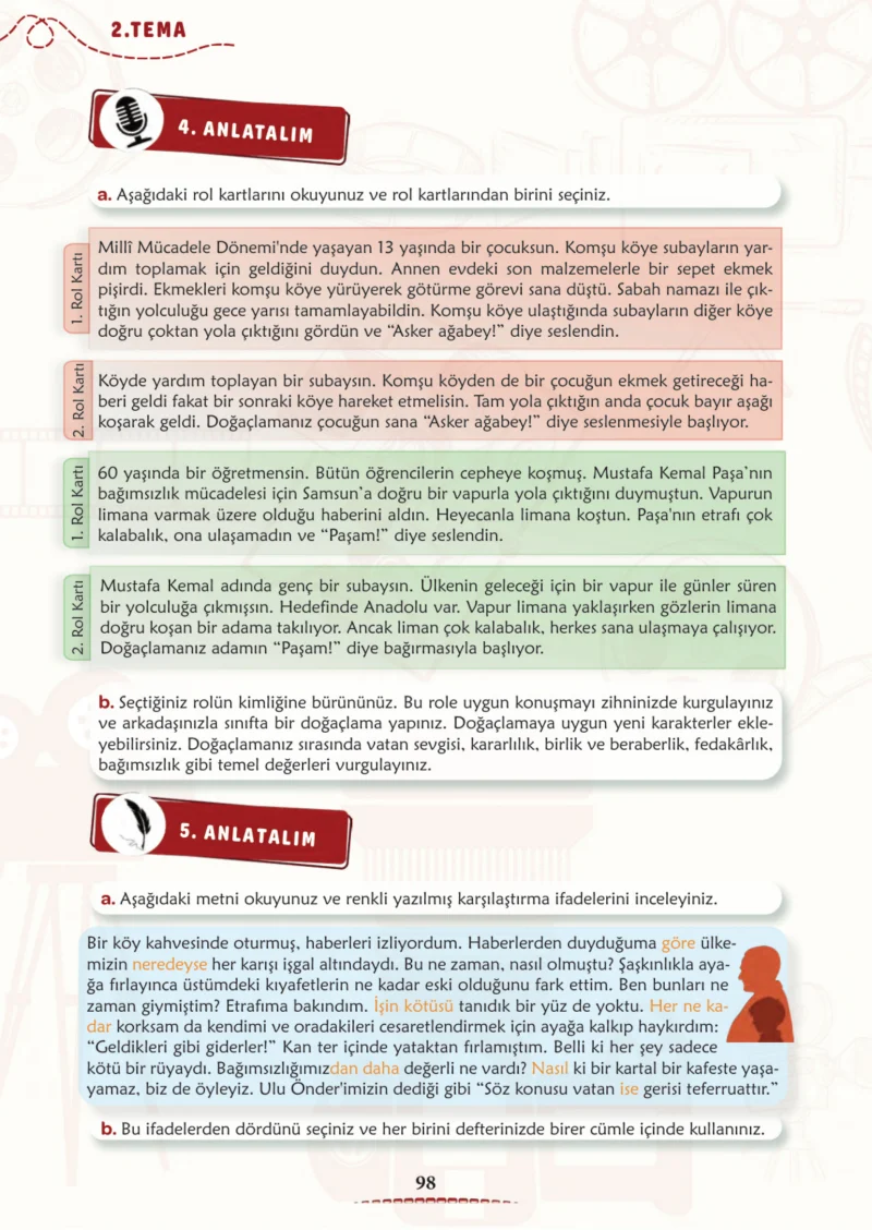 6. Sınıf Türkçe Ders Kitabı Cevapları Meb Yayınları 1. Kitap Sayfa 98