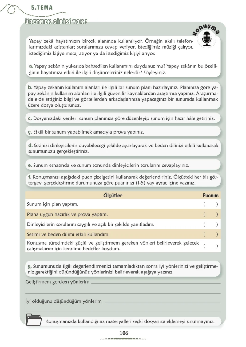 6. Sınıf Türkçe Ders Kitabı Cevapları Meb Yayınları 2. Kitap Sayfa 106