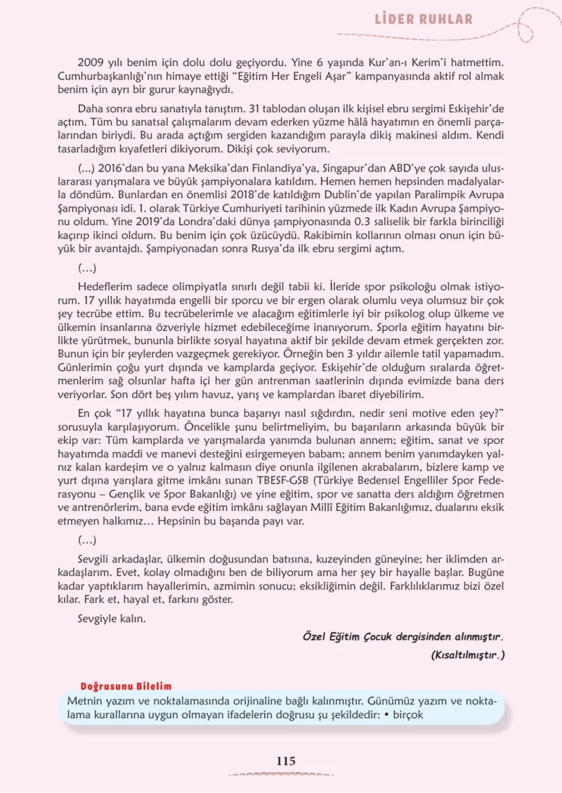 6. Sınıf Türkçe Ders Kitabı Cevapları Meb Yayınları 2. Kitap Sayfa 115