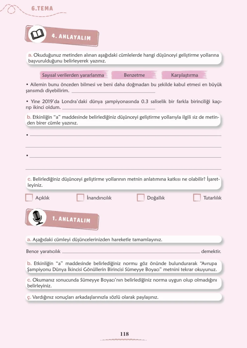 6. Sınıf Türkçe Ders Kitabı Cevapları Meb Yayınları 2. Kitap Sayfa 118