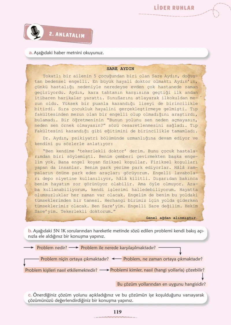 6. Sınıf Türkçe Ders Kitabı Cevapları Meb Yayınları 2. Kitap Sayfa 119