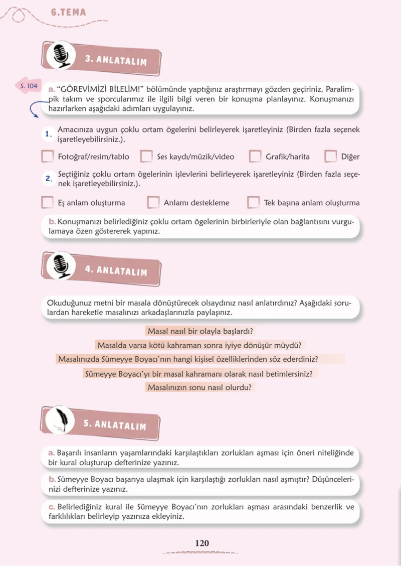 6. Sınıf Türkçe Ders Kitabı Cevapları Meb Yayınları 2. Kitap Sayfa 120