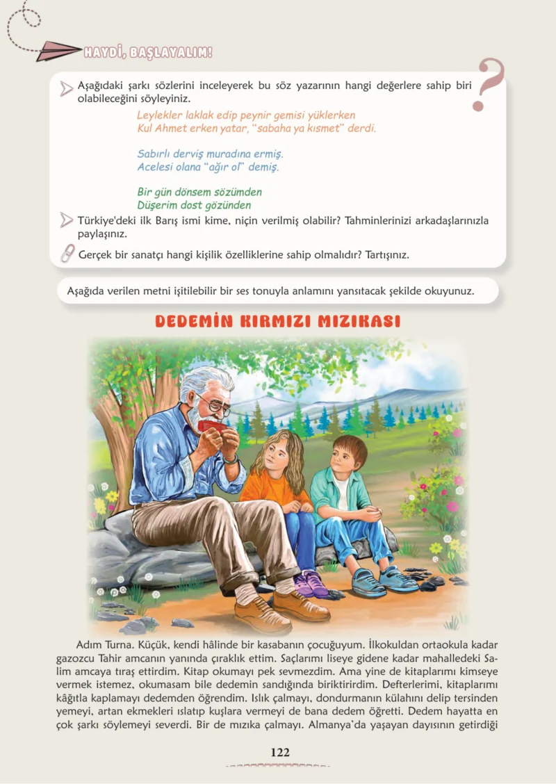 6. Sınıf Türkçe Ders Kitabı Cevapları Meb Yayınları 2. Kitap Sayfa 122