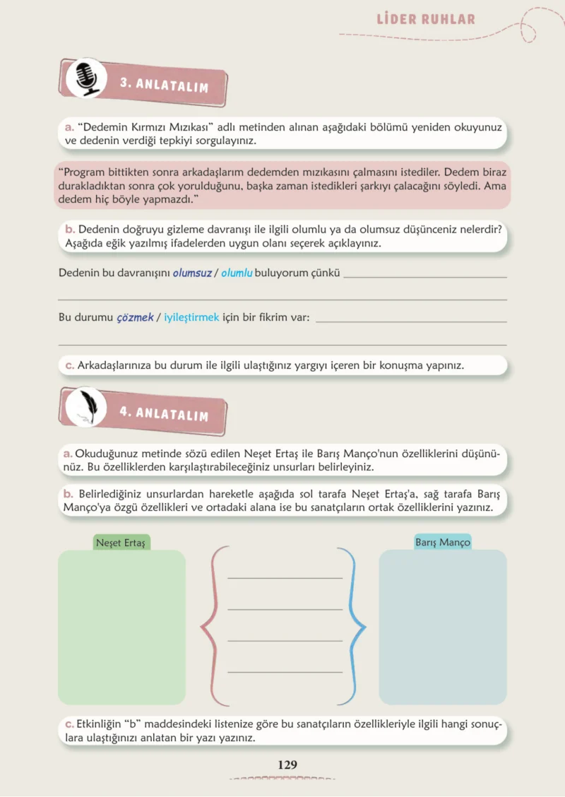 6. Sınıf Türkçe Ders Kitabı Cevapları Meb Yayınları 2. Kitap Sayfa 129