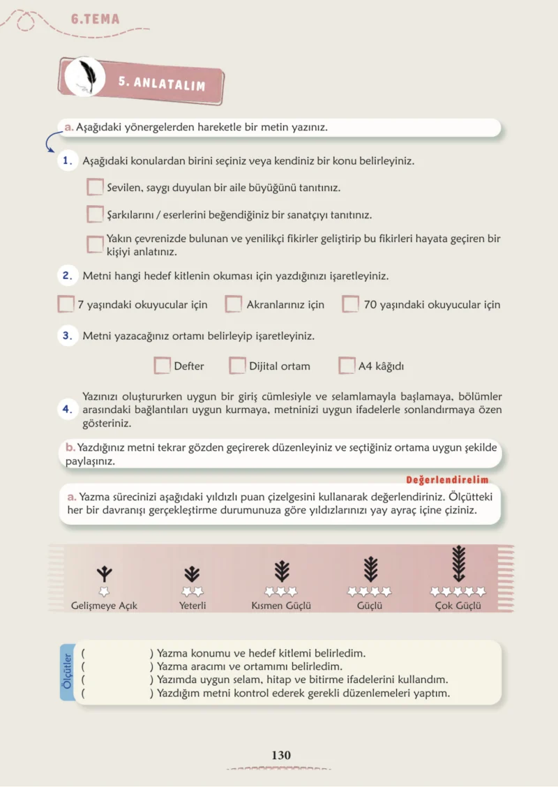 6. Sınıf Türkçe Ders Kitabı Cevapları Meb Yayınları 2. Kitap Sayfa 130