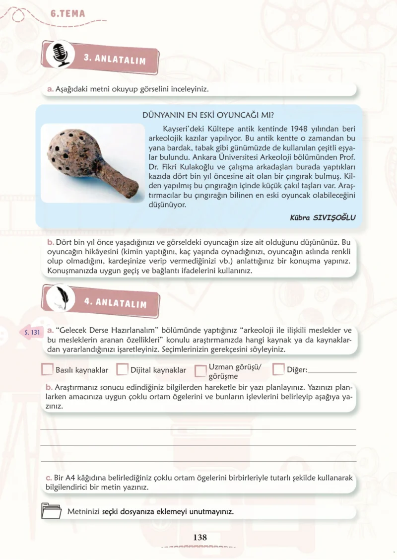 6. Sınıf Türkçe Ders Kitabı Cevapları Meb Yayınları 2. Kitap Sayfa 138