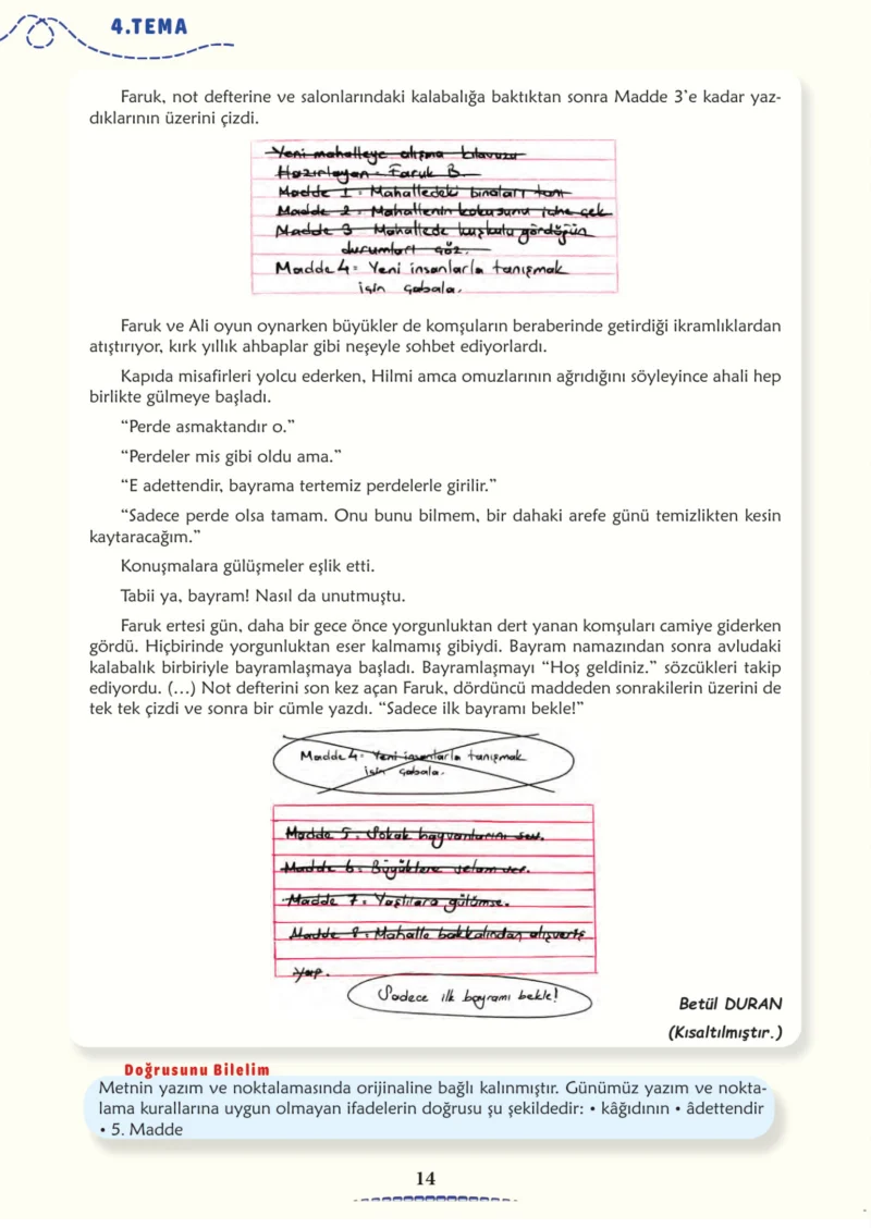 6. Sınıf Türkçe Ders Kitabı Cevapları Meb Yayınları 2. Kitap Sayfa 14