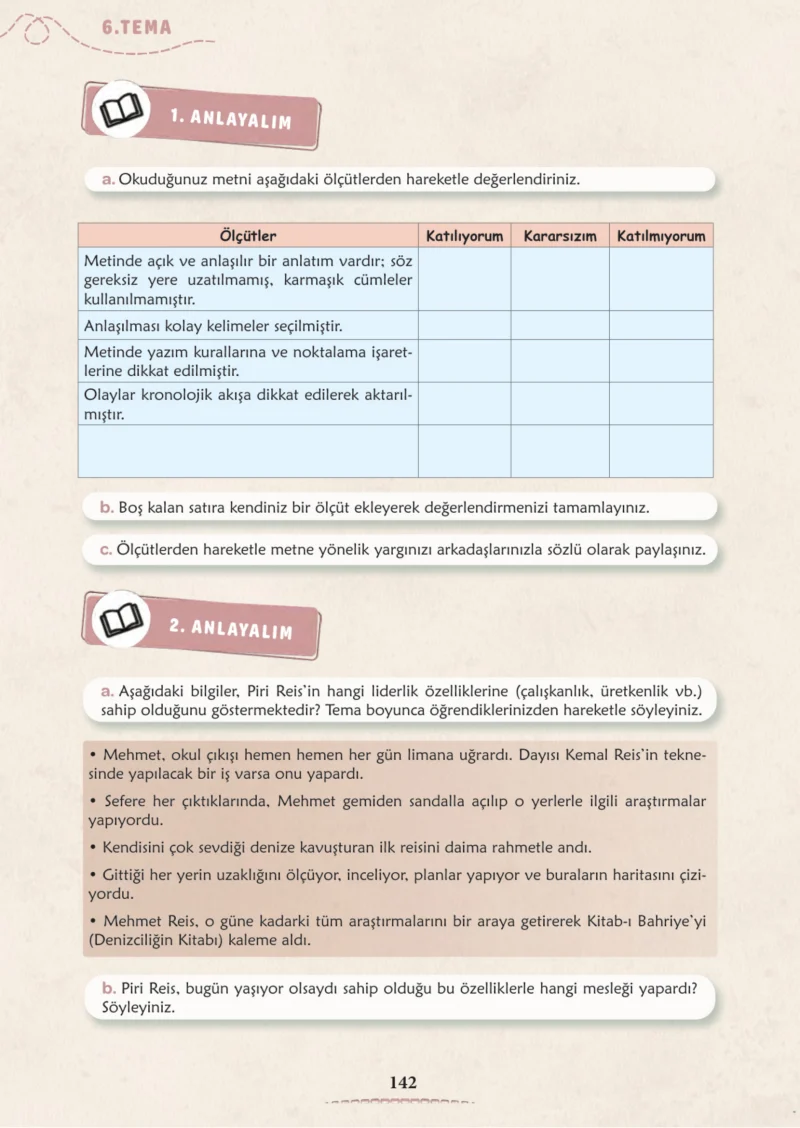 6. Sınıf Türkçe Ders Kitabı Cevapları Meb Yayınları 2. Kitap Sayfa 142