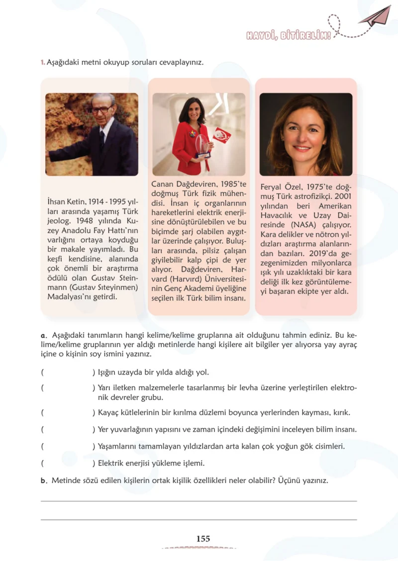 6. Sınıf Türkçe Ders Kitabı Cevapları Meb Yayınları 2. Kitap Sayfa 155