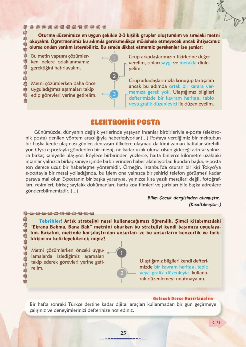 6. Sınıf Türkçe Ders Kitabı Cevapları Meb Yayınları 2. Kitap Sayfa 25