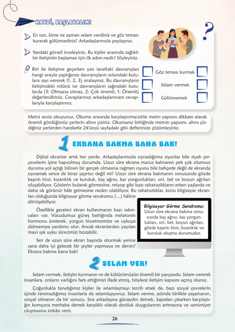 6. Sınıf Türkçe Ders Kitabı Cevapları Meb Yayınları 2. Kitap Sayfa 26