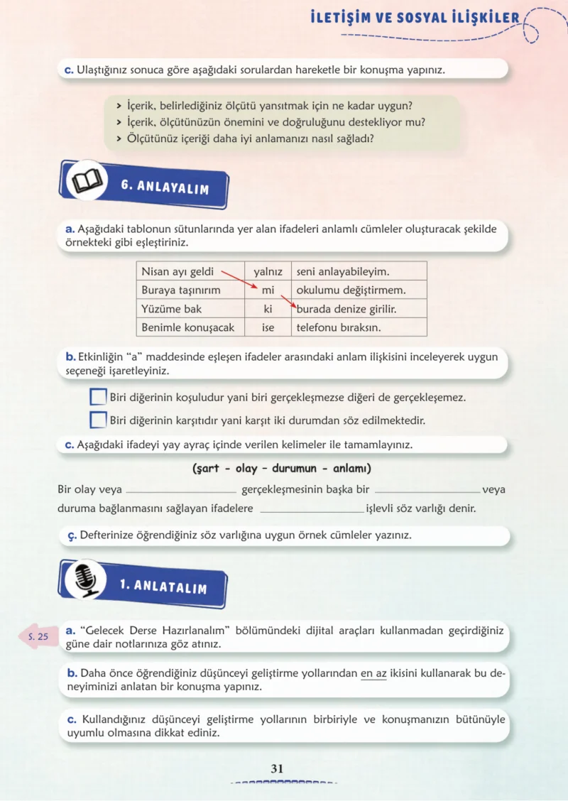 6. Sınıf Türkçe Ders Kitabı Cevapları Meb Yayınları 2. Kitap Sayfa 31