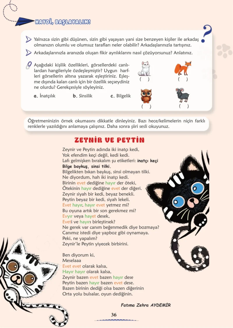 6. Sınıf Türkçe Ders Kitabı Cevapları Meb Yayınları 2. Kitap Sayfa 36