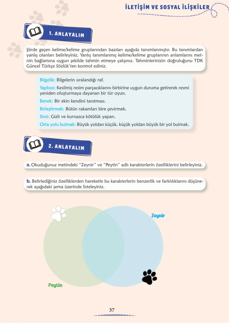 6. Sınıf Türkçe Ders Kitabı Cevapları Meb Yayınları 2. Kitap Sayfa 37