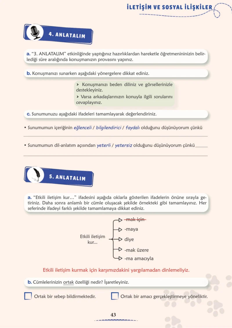 6. Sınıf Türkçe Ders Kitabı Cevapları Meb Yayınları 2. Kitap Sayfa 43