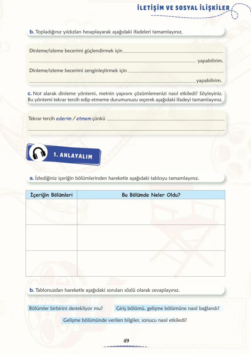 6. Sınıf Türkçe Ders Kitabı Cevapları Meb Yayınları 2. Kitap Sayfa 49