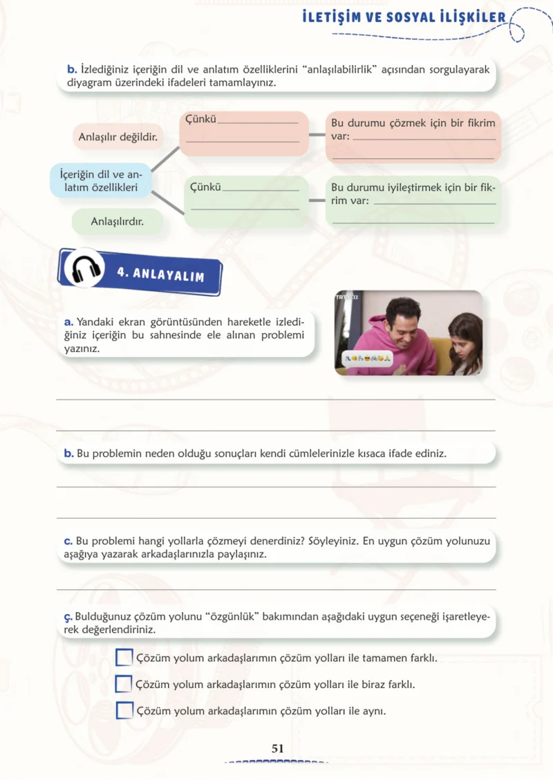 6. Sınıf Türkçe Ders Kitabı Cevapları Meb Yayınları 2. Kitap Sayfa 51