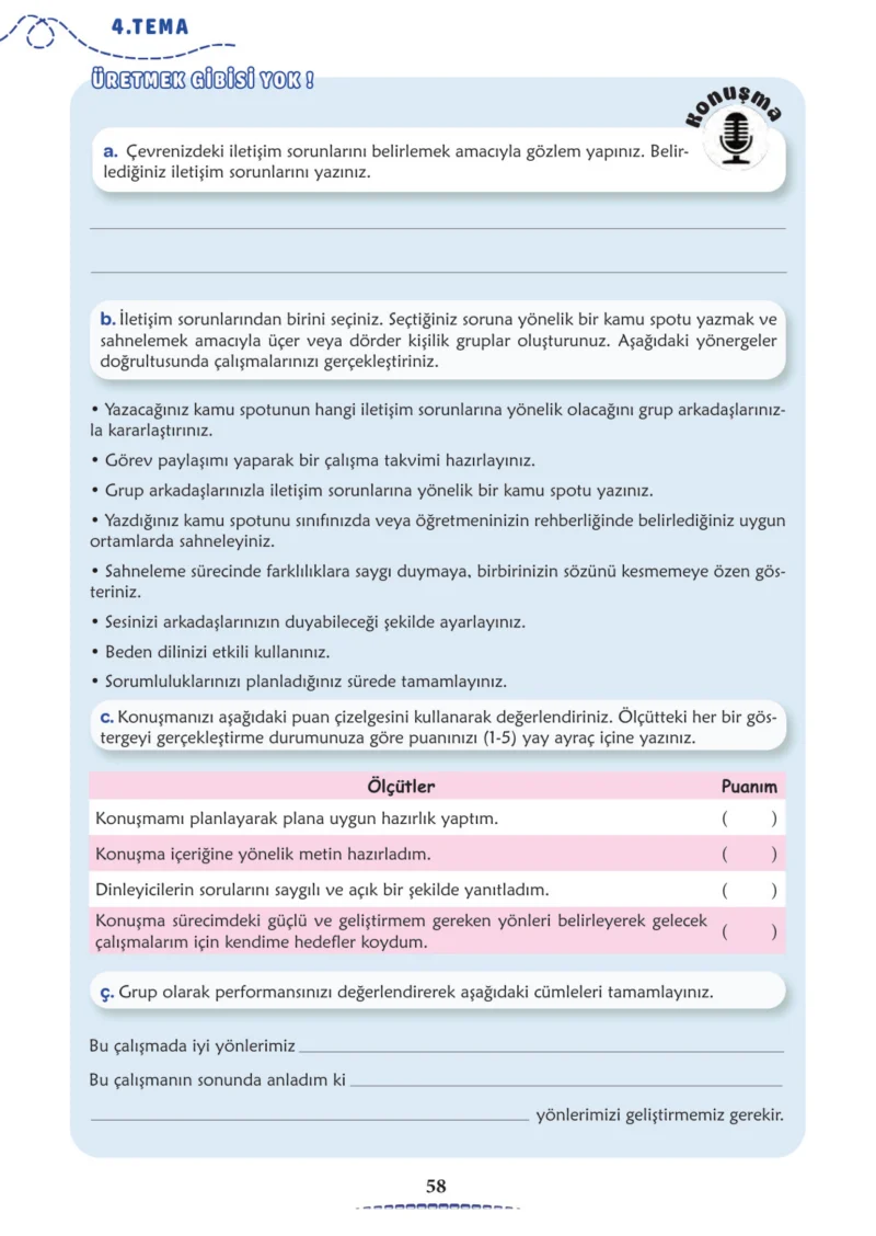 6. Sınıf Türkçe Ders Kitabı Cevapları Meb Yayınları 2. Kitap Sayfa 58