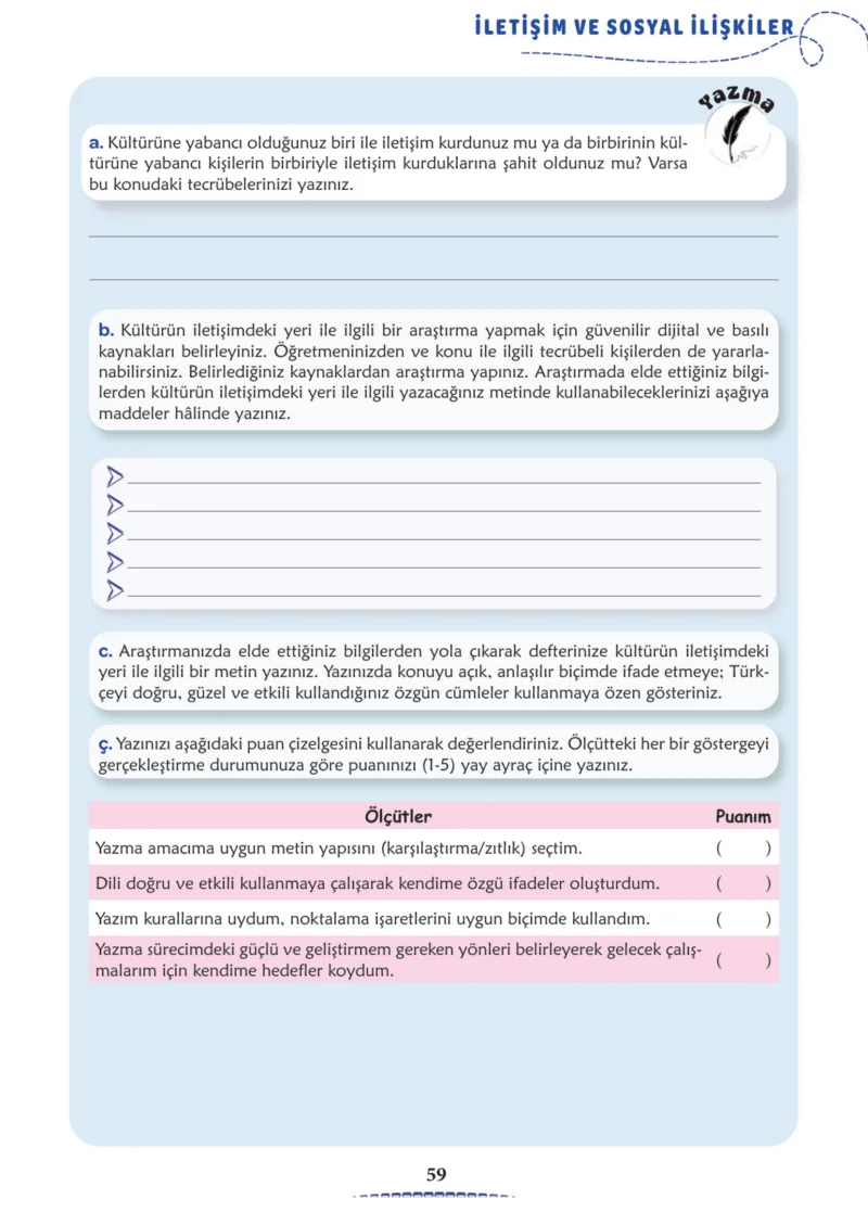 6. Sınıf Türkçe Ders Kitabı Cevapları Meb Yayınları 2. Kitap Sayfa 59