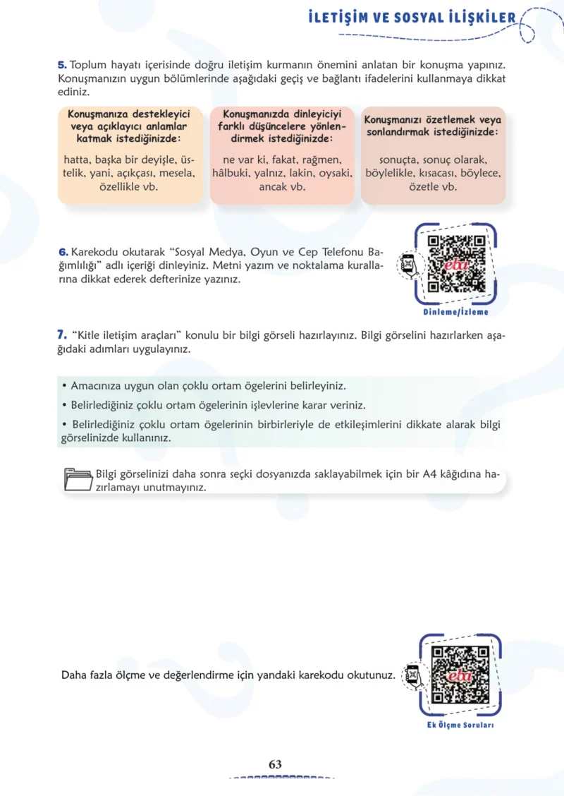6. Sınıf Türkçe Ders Kitabı Cevapları Meb Yayınları 2. Kitap Sayfa 63