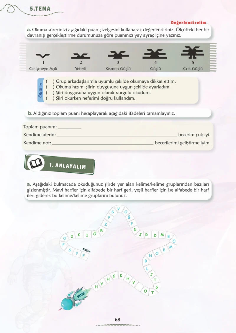 6. Sınıf Türkçe Ders Kitabı Cevapları Meb Yayınları 2. Kitap Sayfa 68