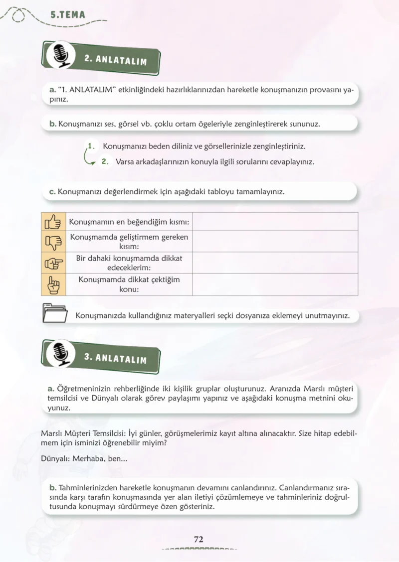 6. Sınıf Türkçe Ders Kitabı Cevapları Meb Yayınları 2. Kitap Sayfa 72