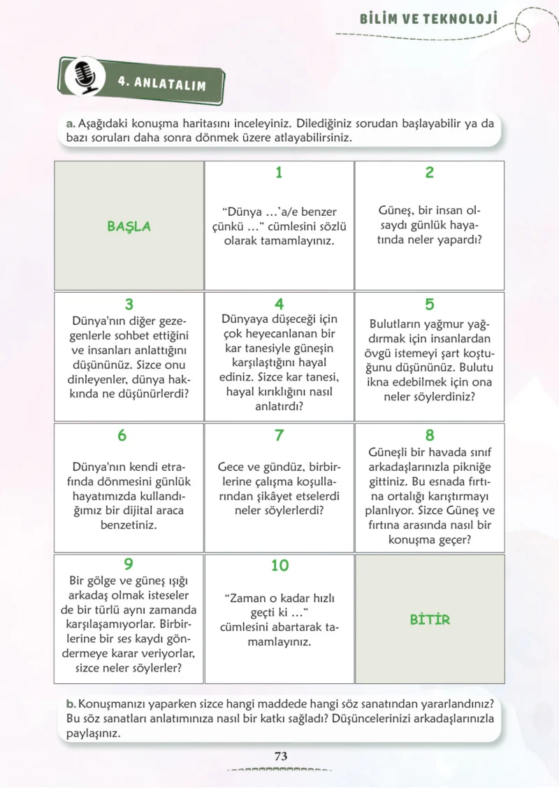 6. Sınıf Türkçe Ders Kitabı Cevapları Meb Yayınları 2. Kitap Sayfa 73