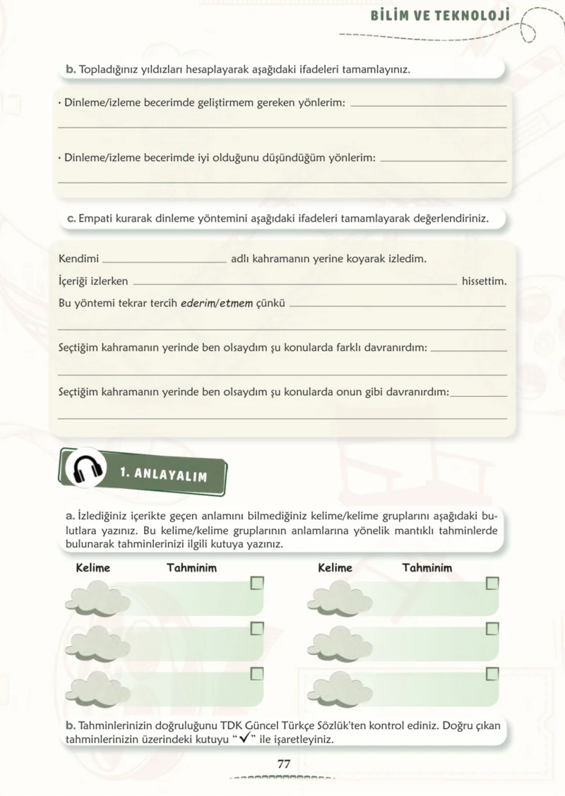 6. Sınıf Türkçe Ders Kitabı Cevapları Meb Yayınları 2. Kitap Sayfa 77