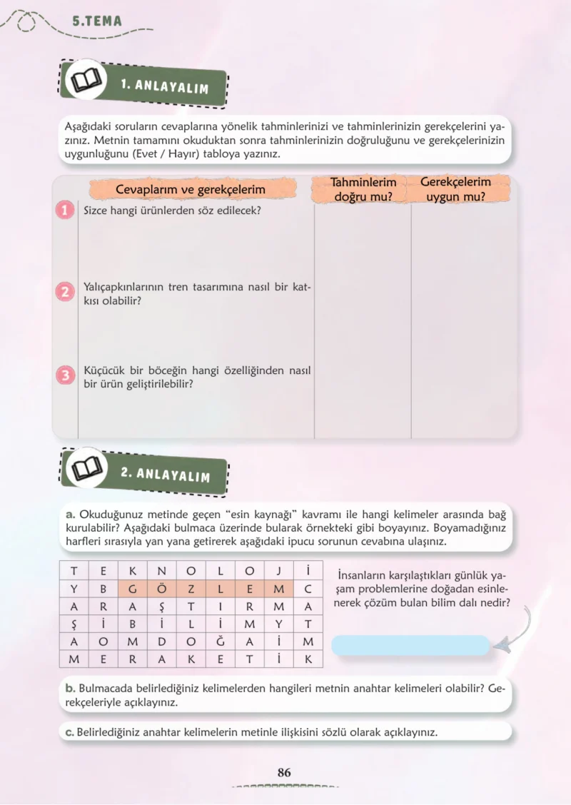 6. Sınıf Türkçe Ders Kitabı Cevapları Meb Yayınları 2. Kitap Sayfa 86