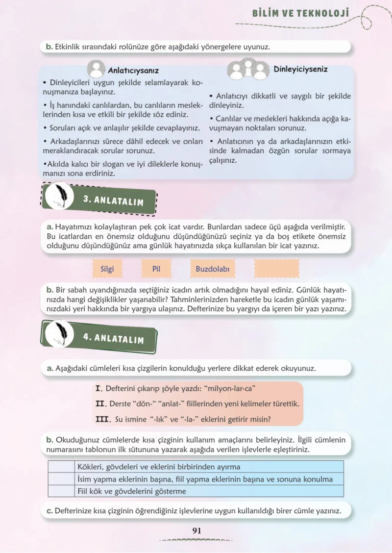 6. Sınıf Türkçe Ders Kitabı Cevapları Meb Yayınları 2. Kitap Sayfa 91