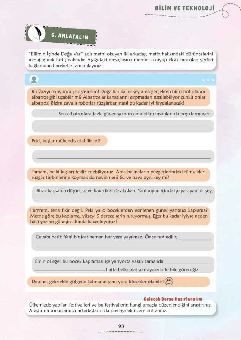 6. Sınıf Türkçe Ders Kitabı Cevapları Meb Yayınları 2. Kitap Sayfa 93