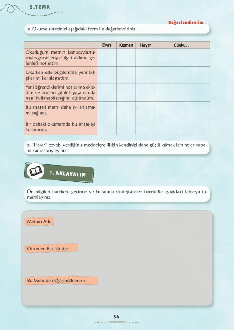 6. Sınıf Türkçe Ders Kitabı Cevapları Meb Yayınları 2. Kitap Sayfa 96