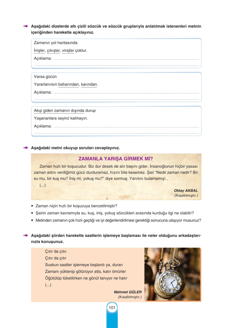 6. Sınıf Türkçe Ders Kitabı Cevapları Yıldırım Yayınları Sayfa 101