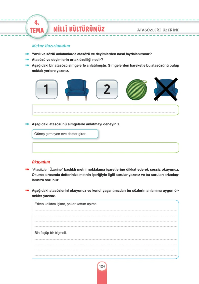 6. Sınıf Türkçe Ders Kitabı Cevapları Yıldırım Yayınları Sayfa 124